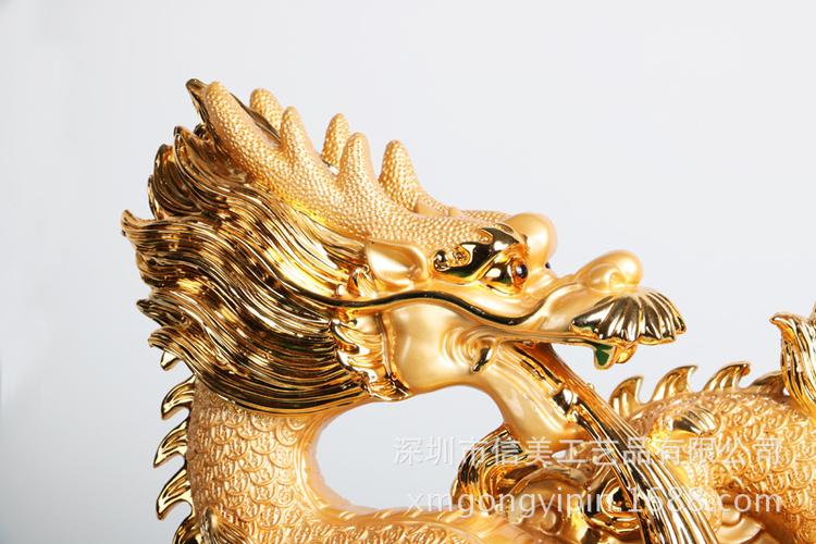 树脂工艺礼品龙摆件金色祥龙招财客厅办公室书房店铺开业工厂批发